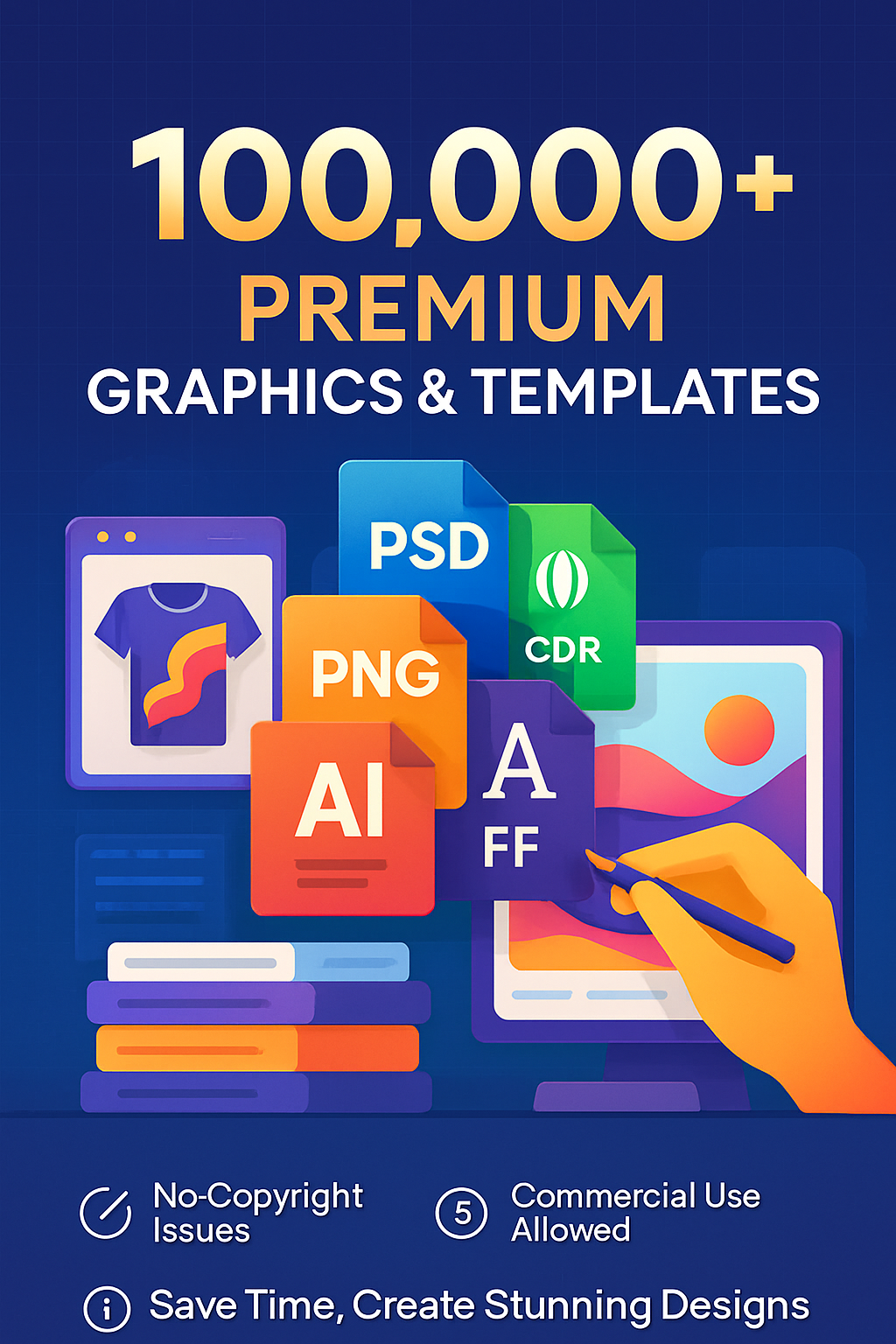 🎨 100,000+ Premium Graphics & Templates Mega Bundle – Photoshop, CorelDRAW, PNG, Logos, Fonts & More